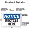Signmission Recycle Here, 14 in W x Rectangle, Plastic OS-2PACK-NS-P-1014-L-18000 - alternate 5